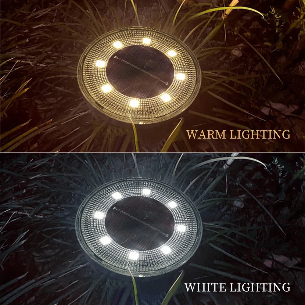 In ground solar powered disk lights