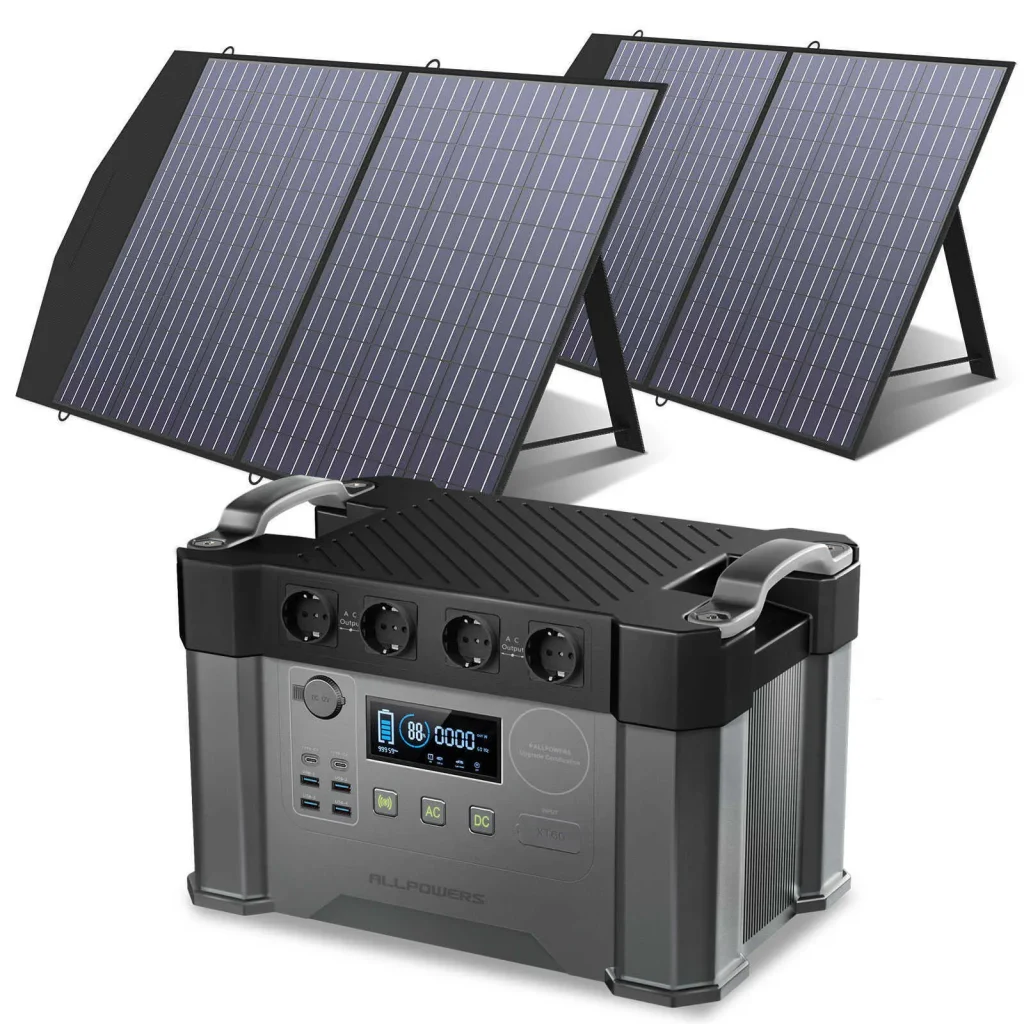 Solar Generator with Panels, 2000W Pure Sine Wave