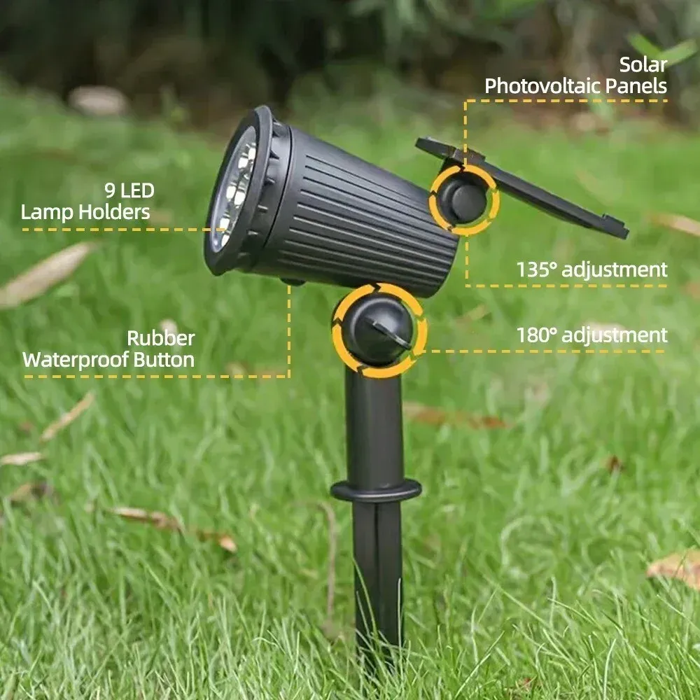 Annotated solar yard light components